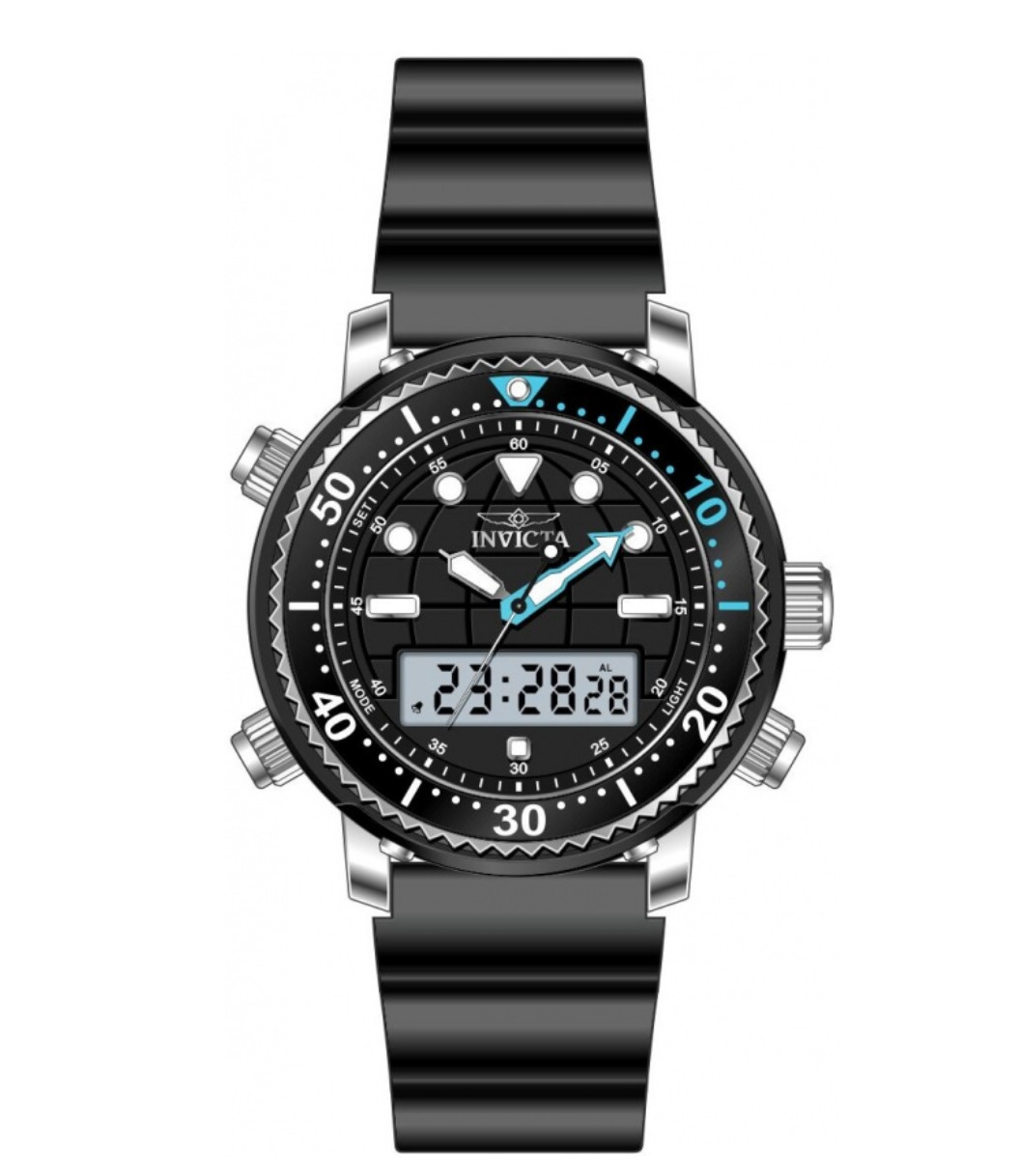 Invicta Pro Diver Men’s 46.5mm Black Dual Time Digital Ana-Digi Watch 48367