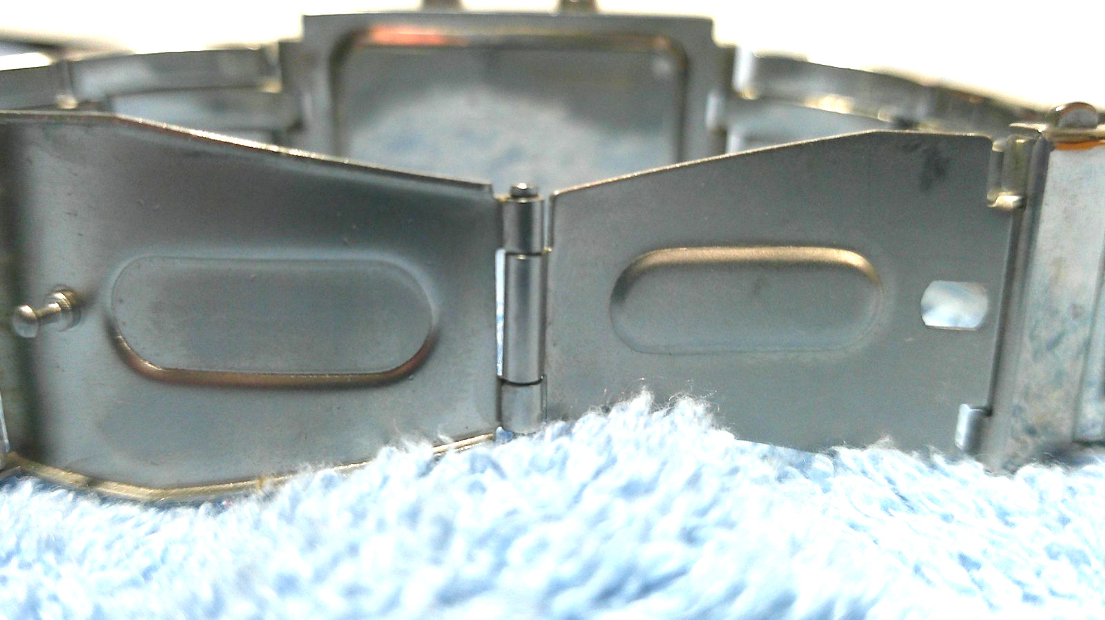 Binary Blue LED Digital Watch Silver Black Rectangle New Batteries 8″