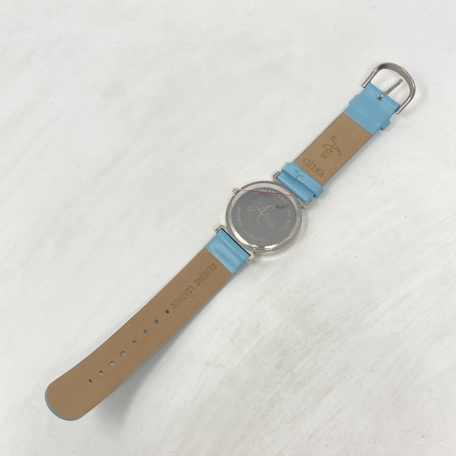 Aria Womens Watch 34mm Silver Tone Blue MOP Mosaic Round New Battery 8″