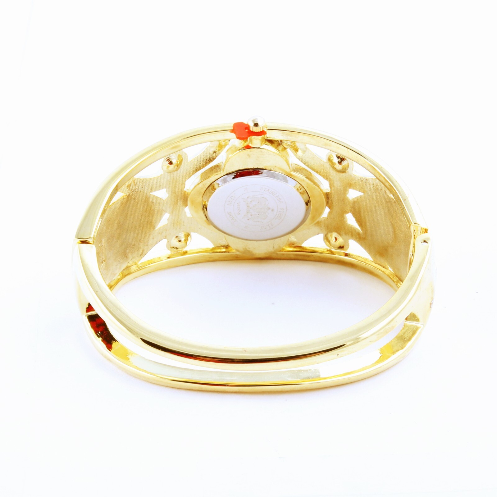 Gold Rhinestones Closed Bangle Cuff Watch