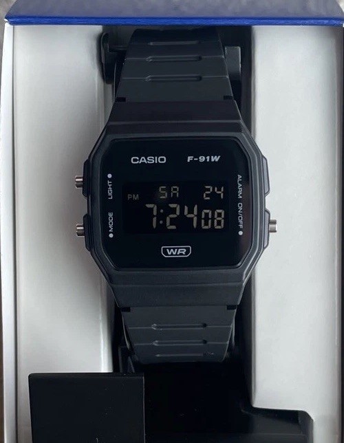 Casio F-91w mod Negative Display All Black Digital Watch