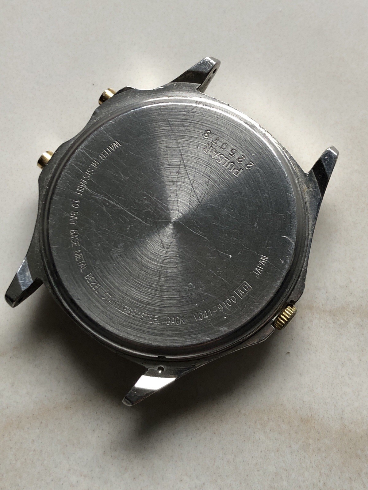 Vintage Pulsar Quartz Alarm Chronograph V041-9100 Wristwatch for Parts Or Repair