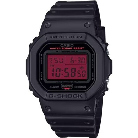 Brand New CASIO G SHOCK DW 5600BBR 1JF BLACK AND BOLD RED Digital Shock Resistan