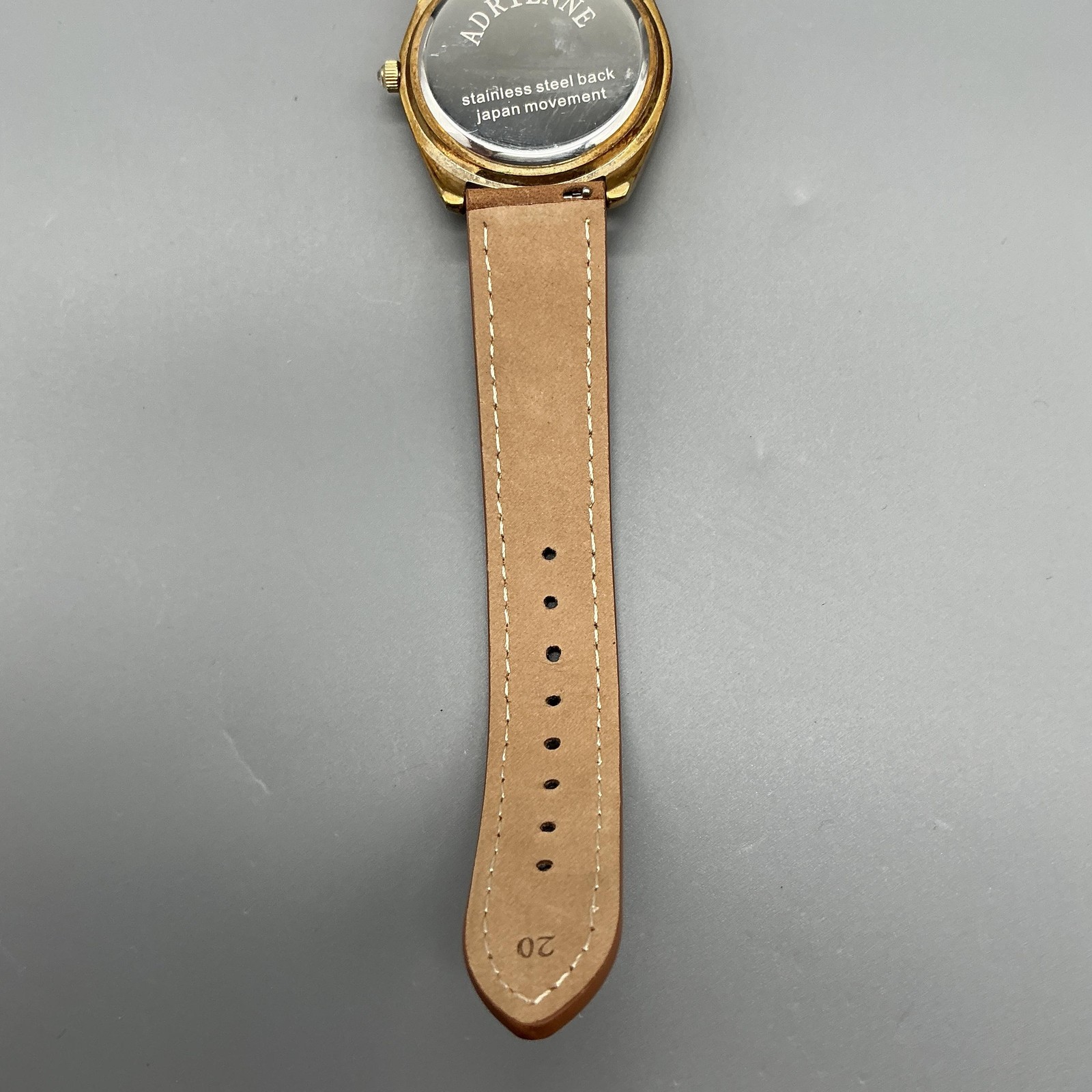 Adrienne Womens Watch 41mm Multicolor Gem Dial Gold Tone Brown Strap New Battery