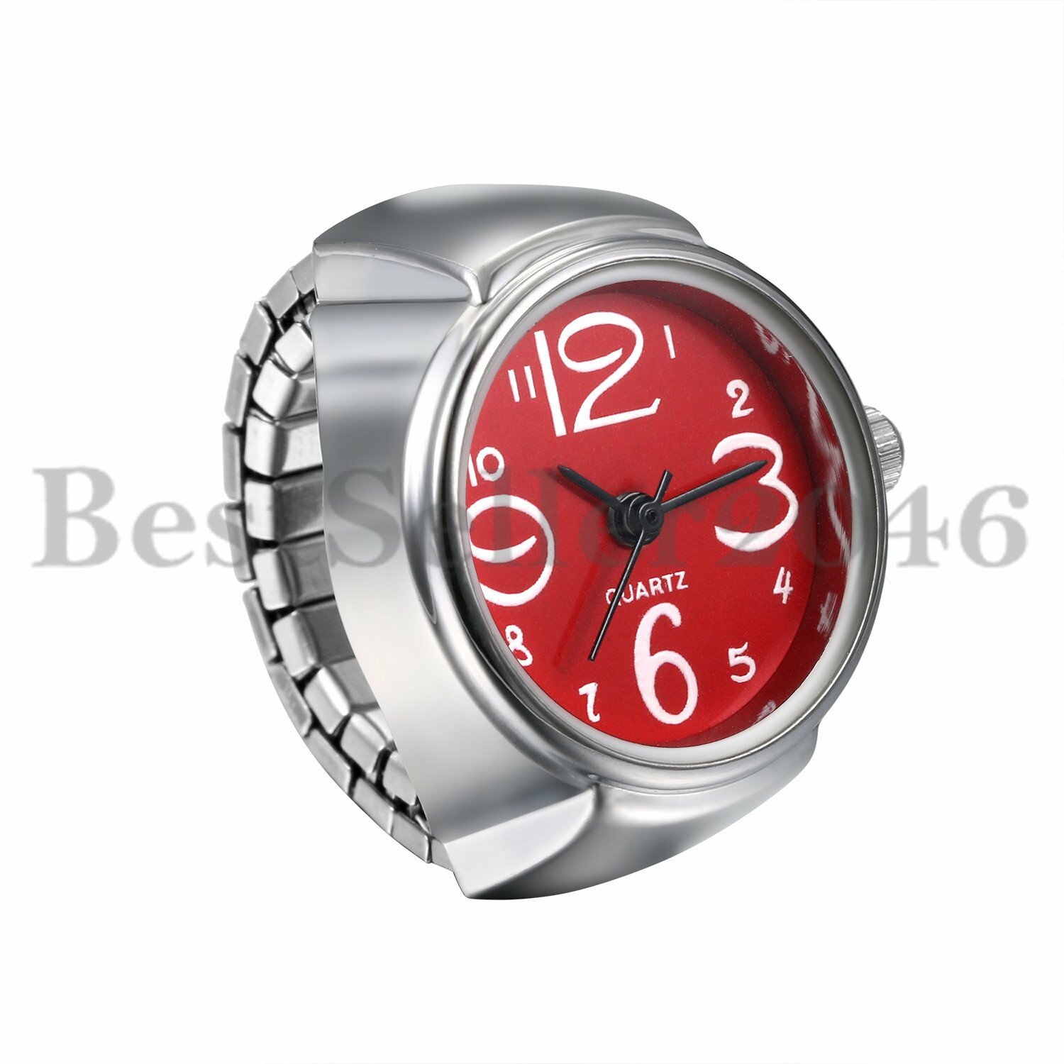 Men Women Creative Elastic Round Ring Watch Stainless Steel Finger Quartz Watch