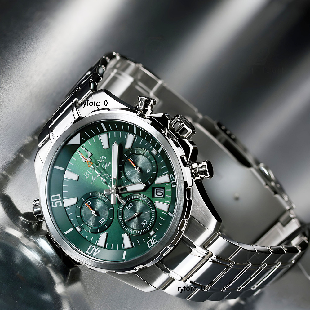 Bulova Classic Marine Star Series B 96B396 Green Dial Men’s Quartz Watch 43 mm