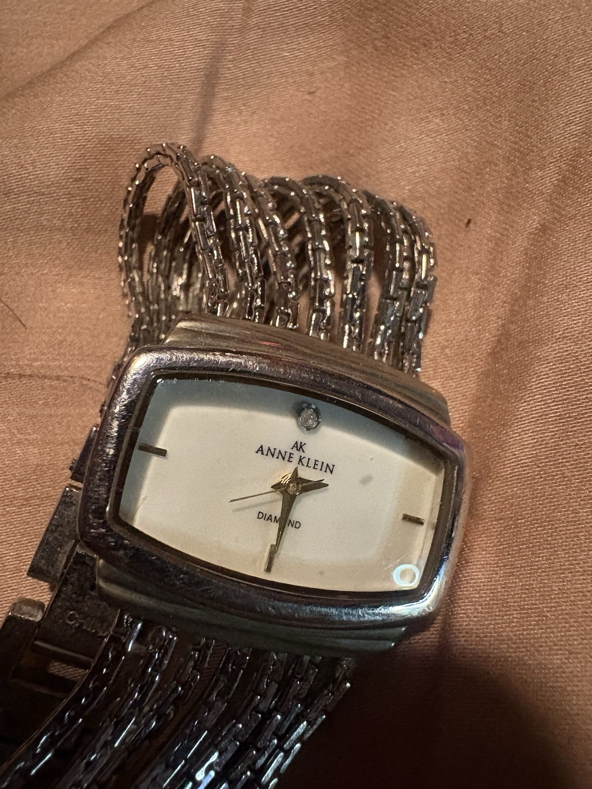 Anne Klein Women Diamond Two ToneStrand Bracelet Quartz Watch 753H/2 New Battery