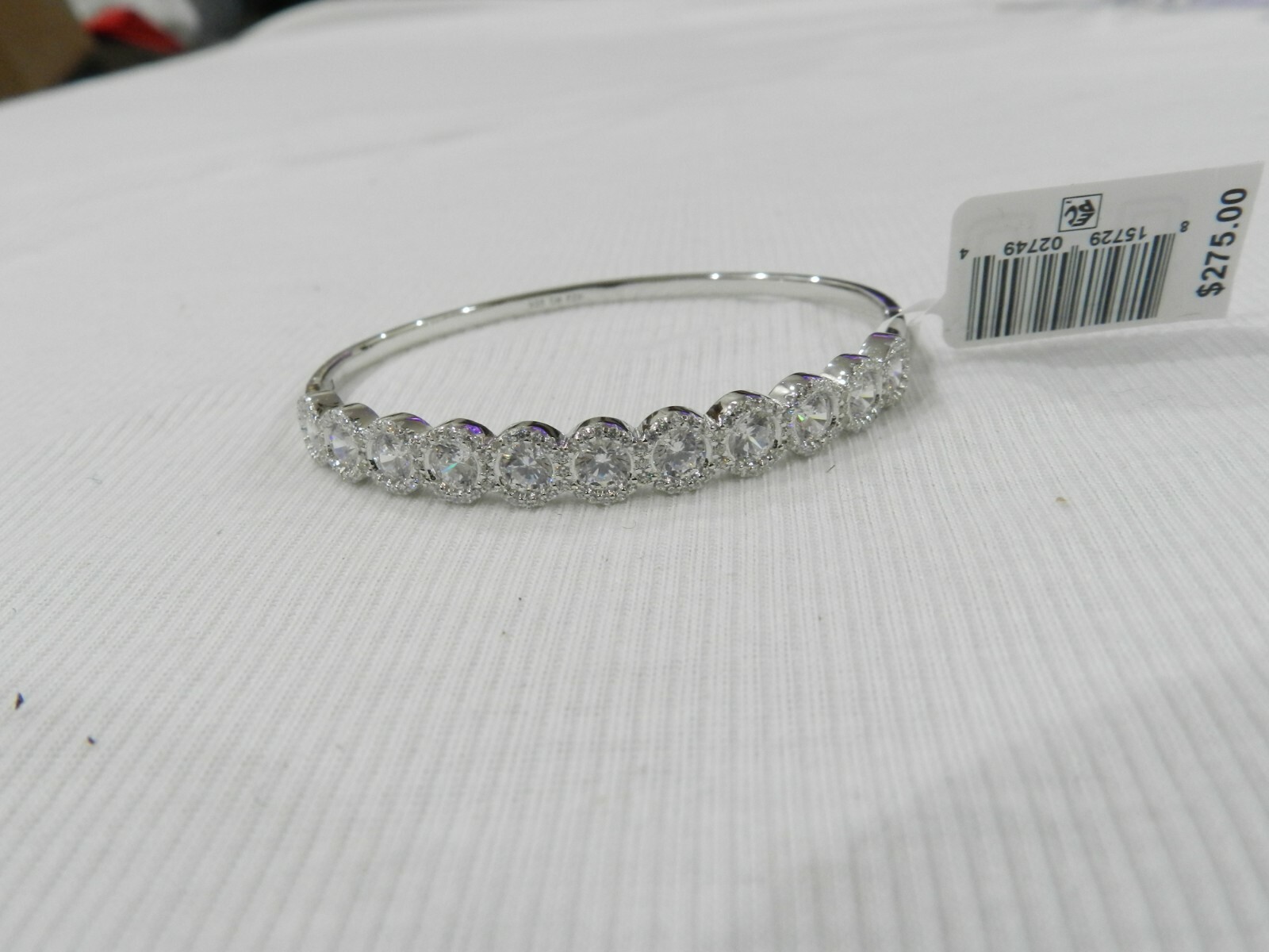 MACYS Tiara Cubic Zirconia Halo Bangle Bracelet in Sterling Silver