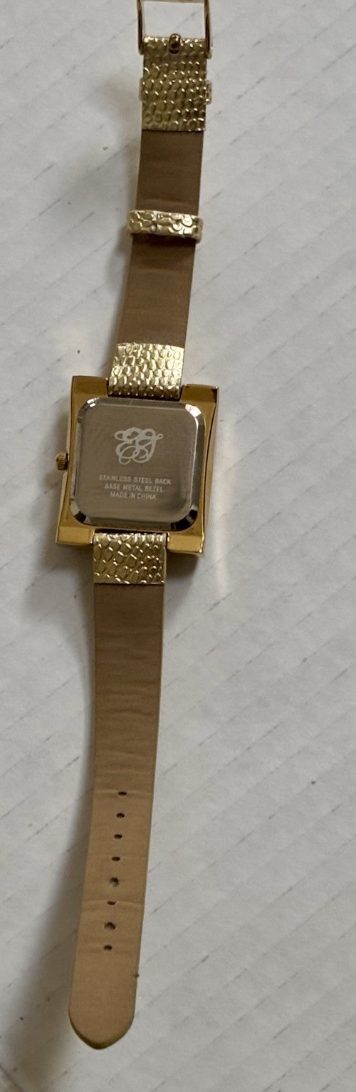 ELIZABETH TAYLOR WHITE DIAMONDS Vintage Rhinestone Watch Gold Tn 8.5 In. Working