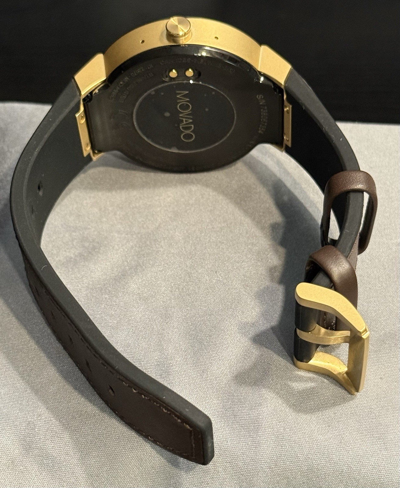 Movado Connect Men’s 46.5 mm Digital Smartwatch Gold Steel Leather 3660021