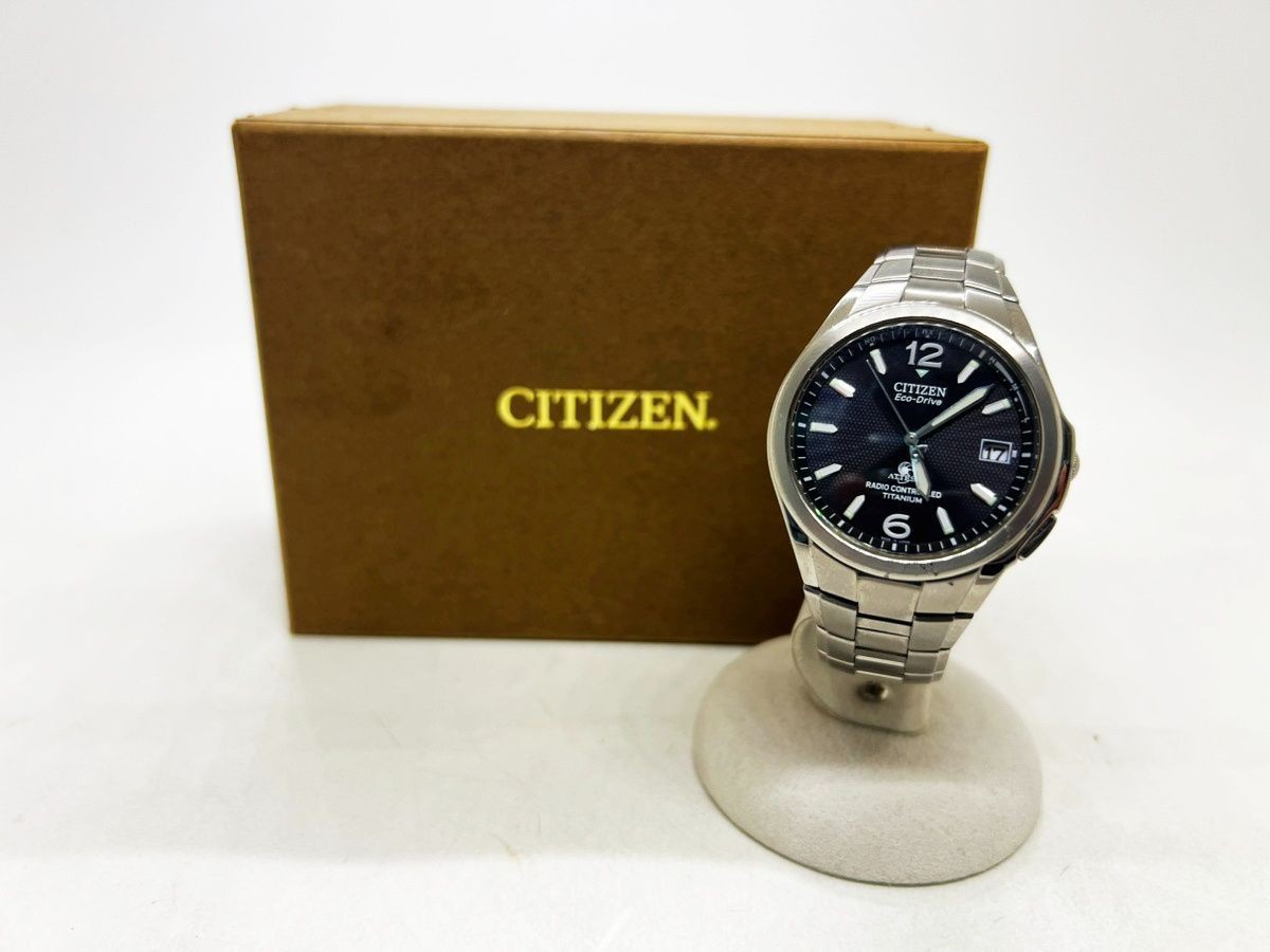CITIZEN ATTESA H410-T003788 Used Watch Solar Date Display Diamond Titanium Box