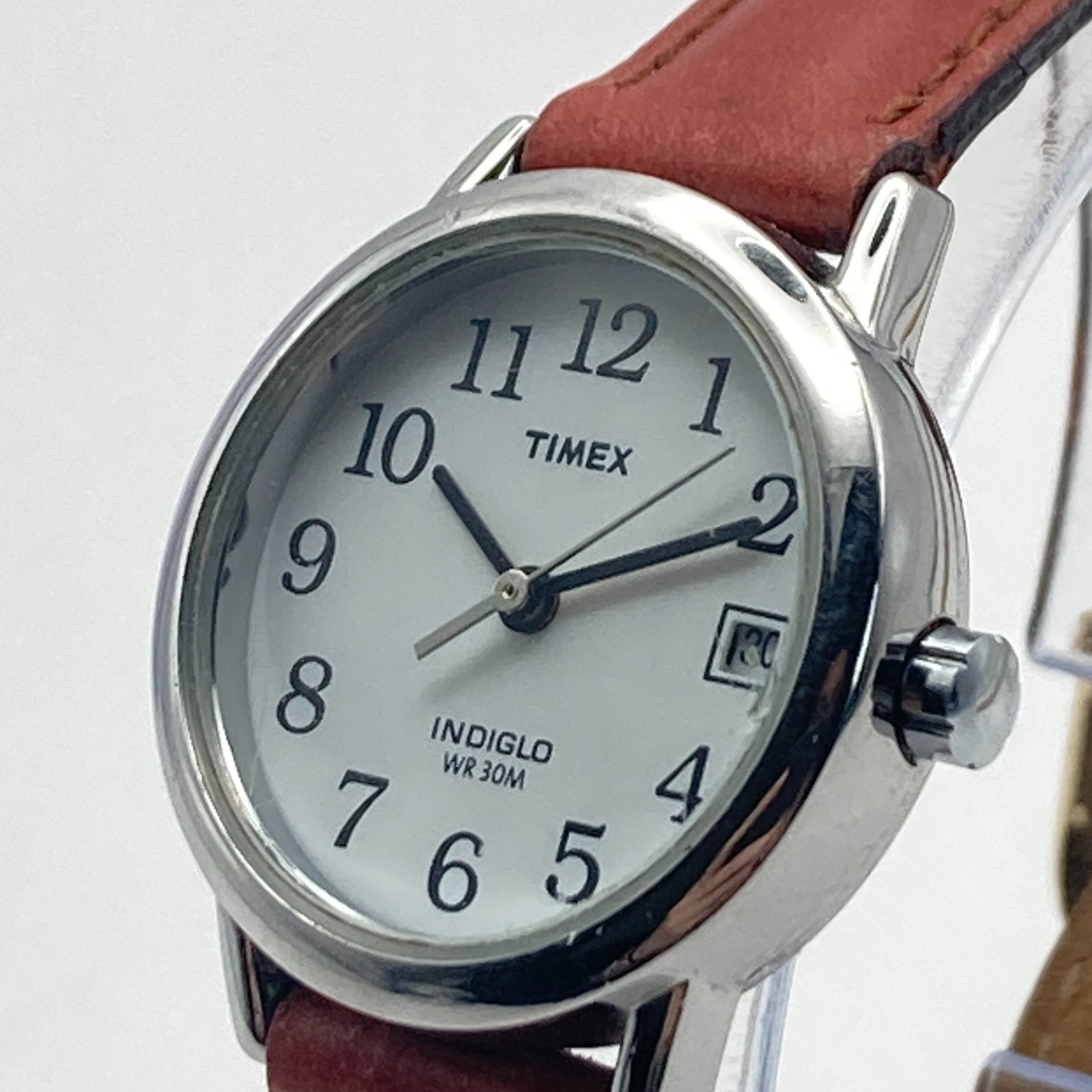 Timex Easy Reader Women’s Watch Silver Tone Date Indiglo New Battery SMALL 7.5″