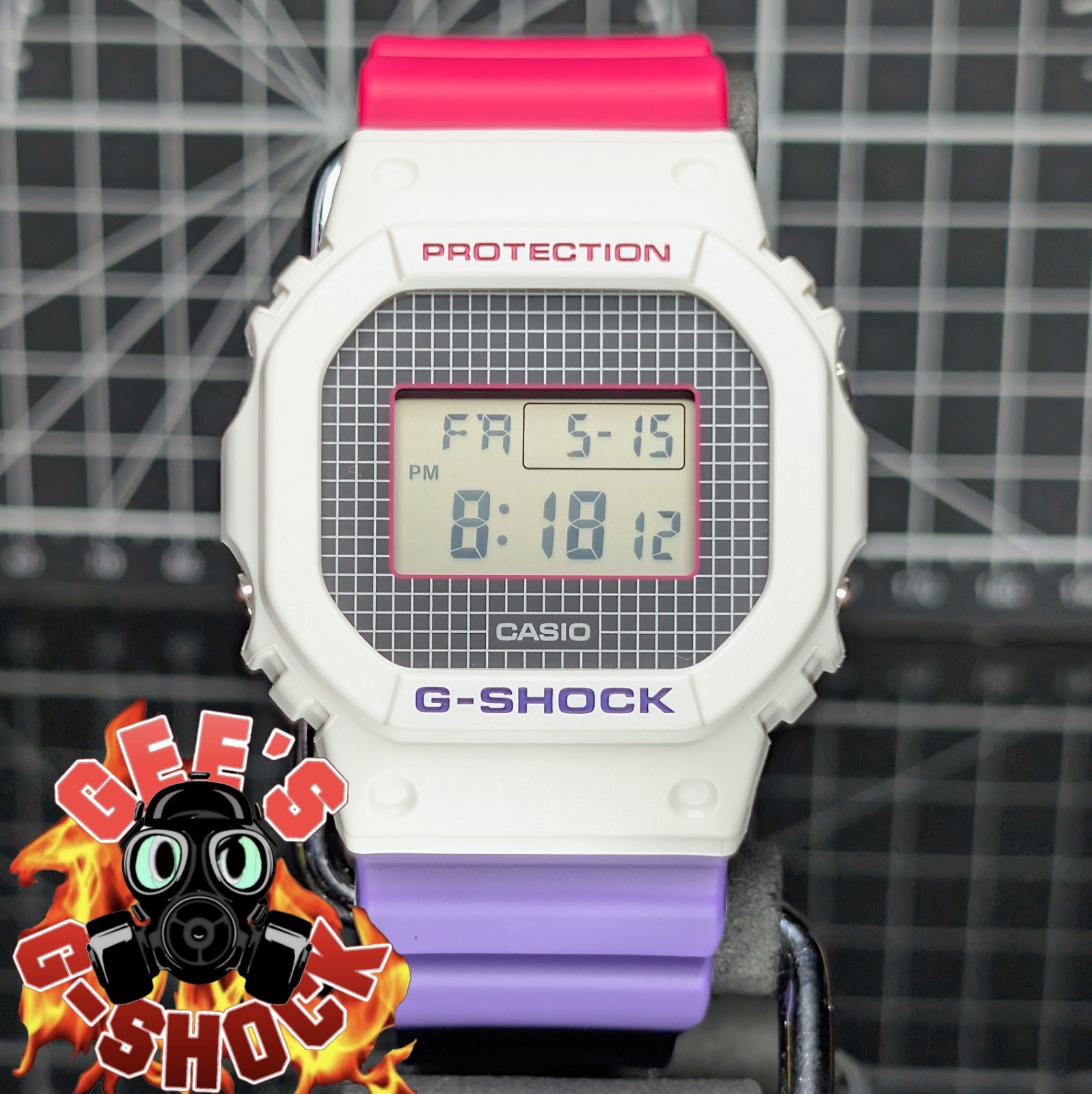 Casio G-Shock THROWBACK DW-5600 White Purple Pink Digital Classic DW-5600THB-7