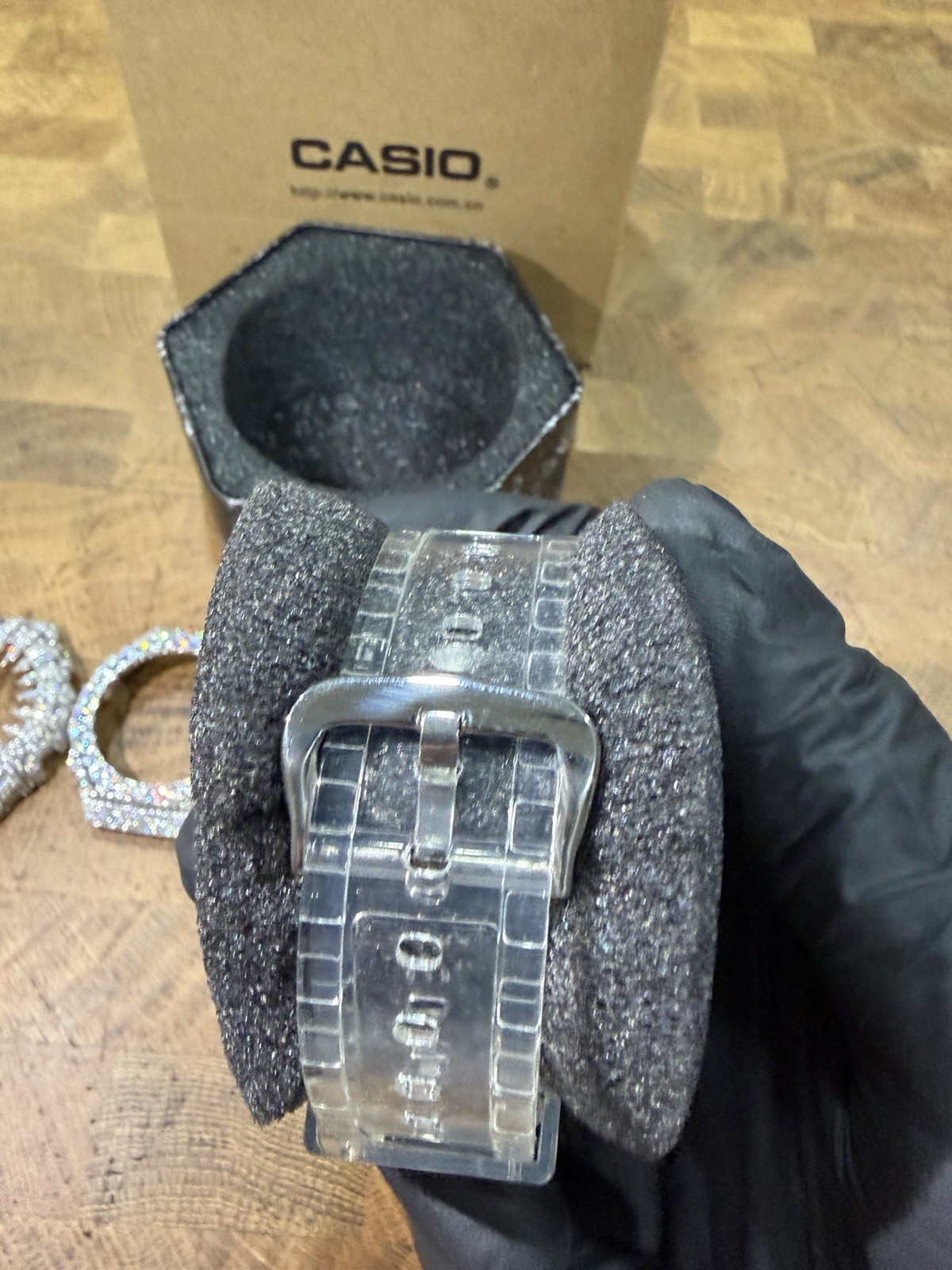 Casio G-SHOCK Analog-Digital Multicolor Dial Clear Resin Band 200m Box