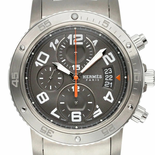Hermes Clipper Chronograph Mechanic Divers CP2.941 Black SS Men’s WatchUsed