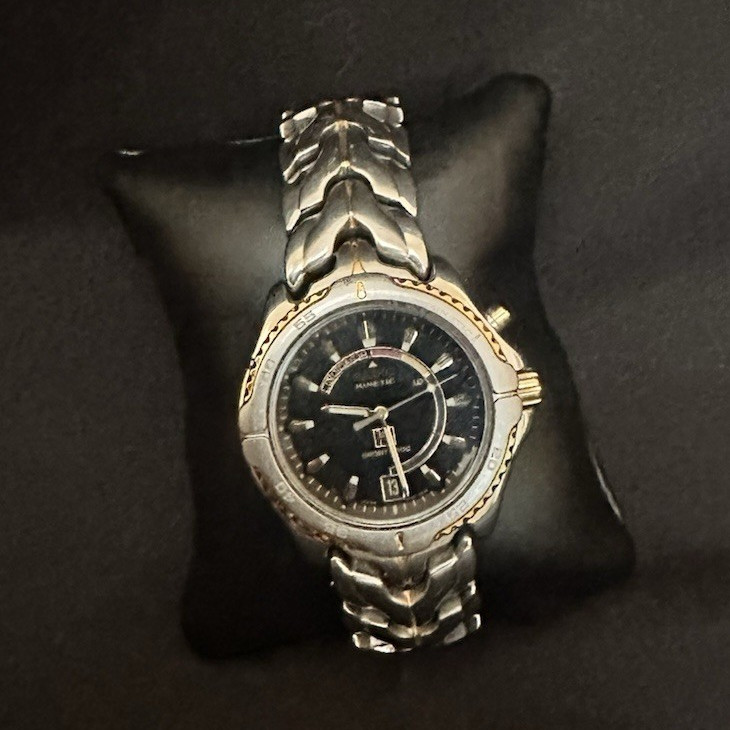 Seiko 5M42-0B00 Automatic Black Dial Day/Date Two-Tone SS Bracelet 100m