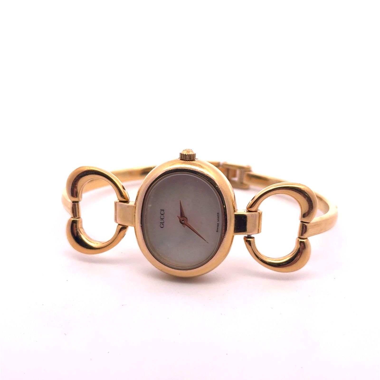 Vintage Gucci 1600 Gold-Plated Mother of Pearl Dial Quartz Ladies Watch 26mm