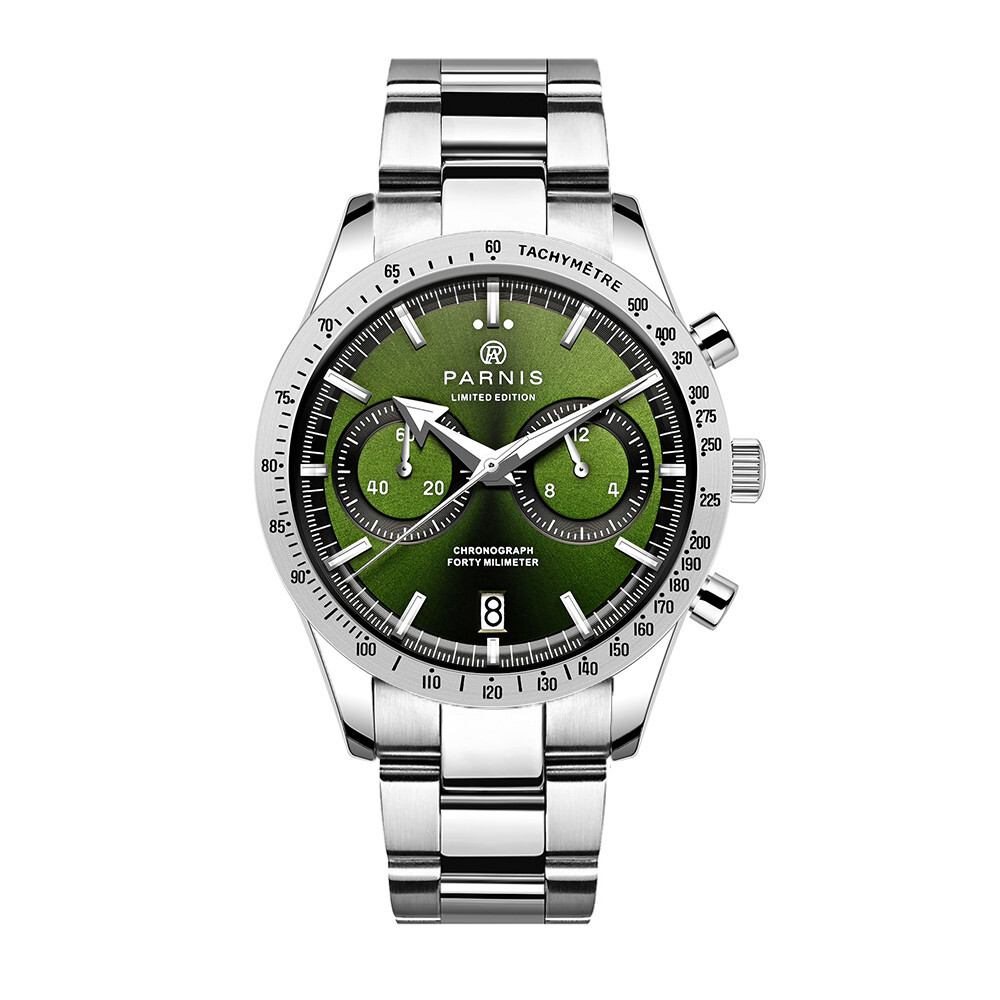 40mm Parnis Quartz Chronograph Men Watch Sapphire Crystal Date Indicator