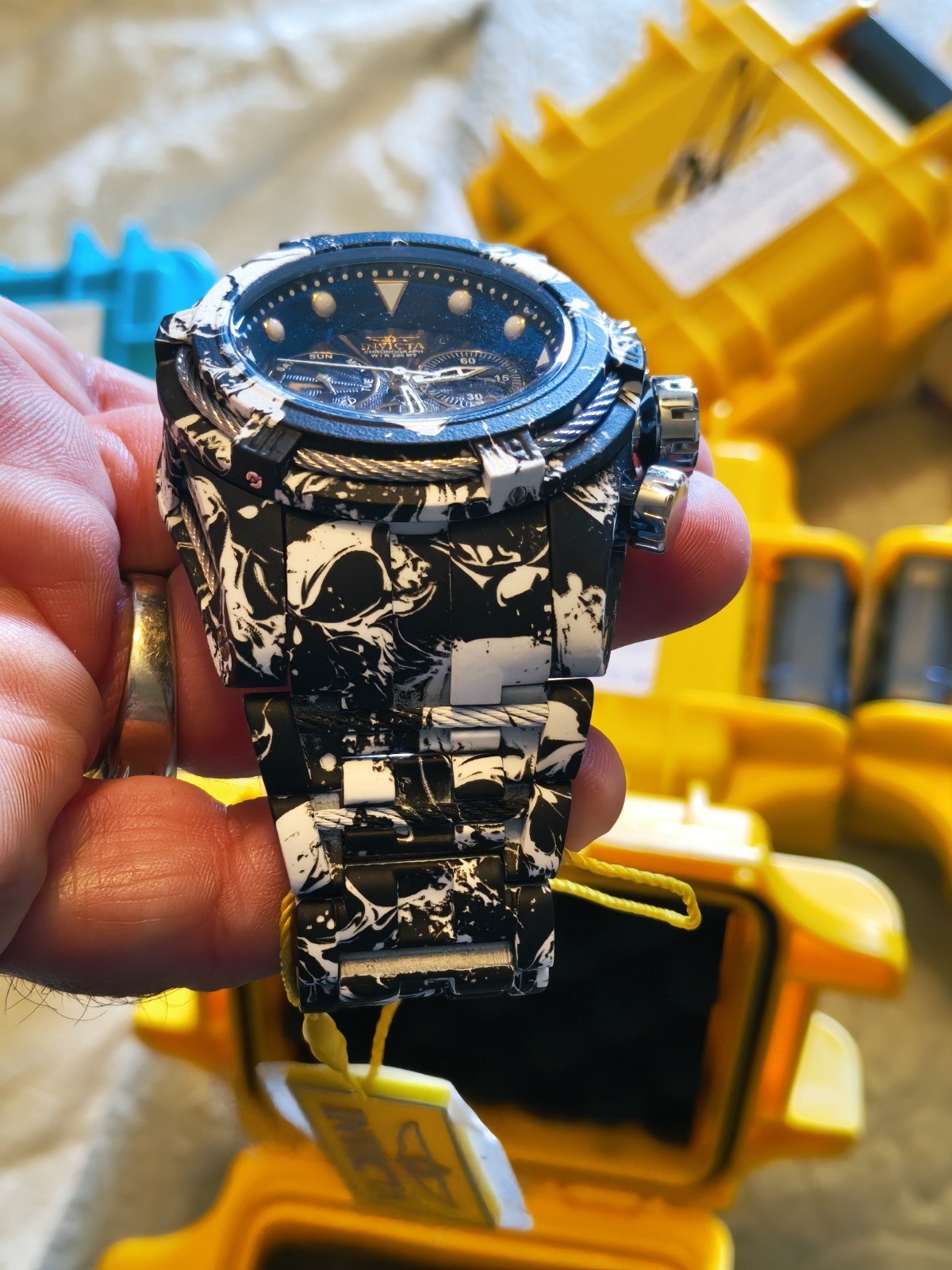 Invicta Bolt Zeus Men’s 53mm Quartz Chronograph Date Black/White Bracelet w/Box