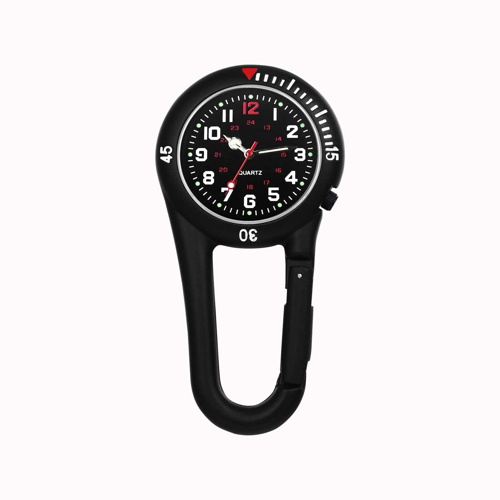 Luminous Carabiner Clip-on Quartz Watch Backpack Fob Belt Doctor Nurse Outdoors