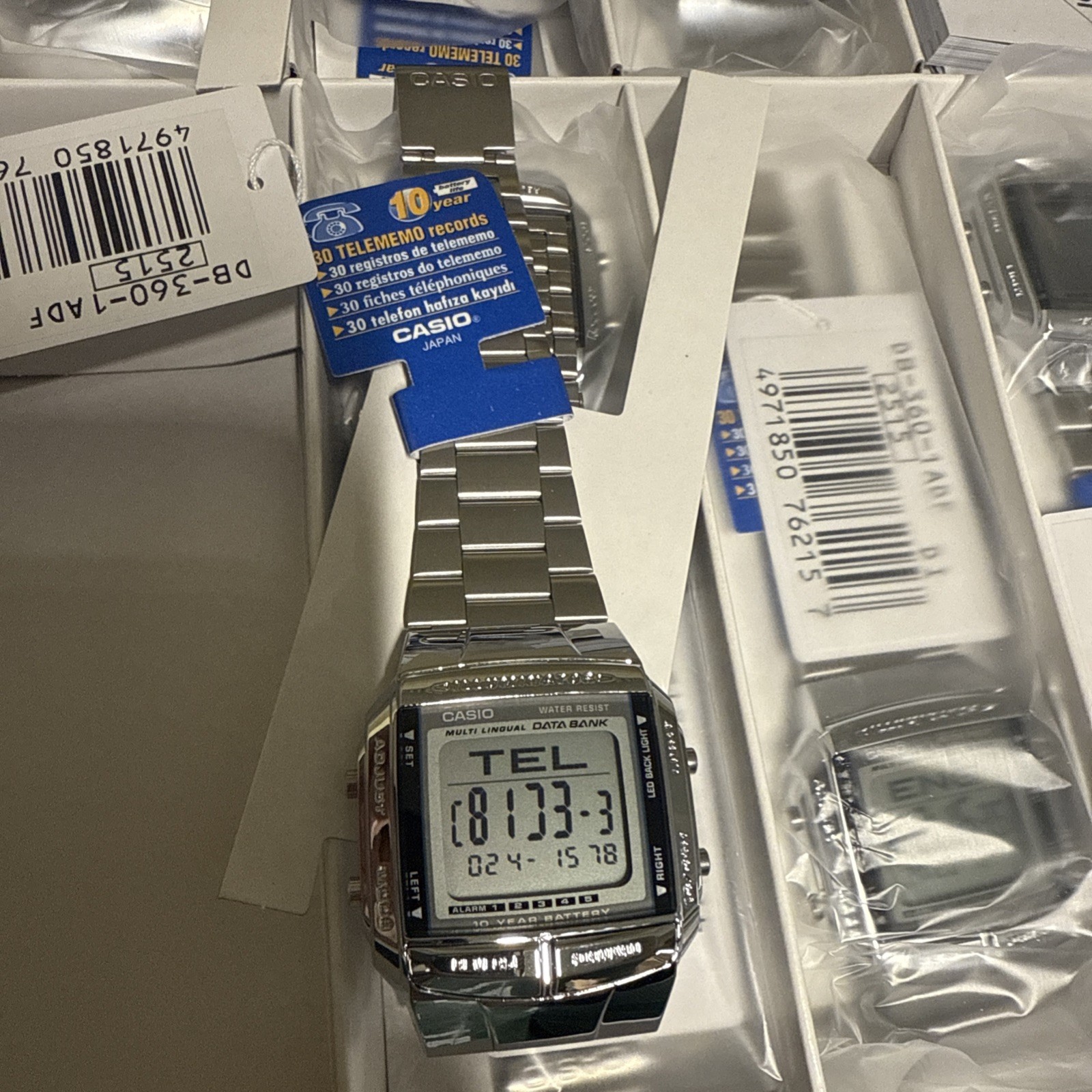 Casio DB-360-1A DataBank Silver Digital Watch – DB360-1A – 10 Year Battery