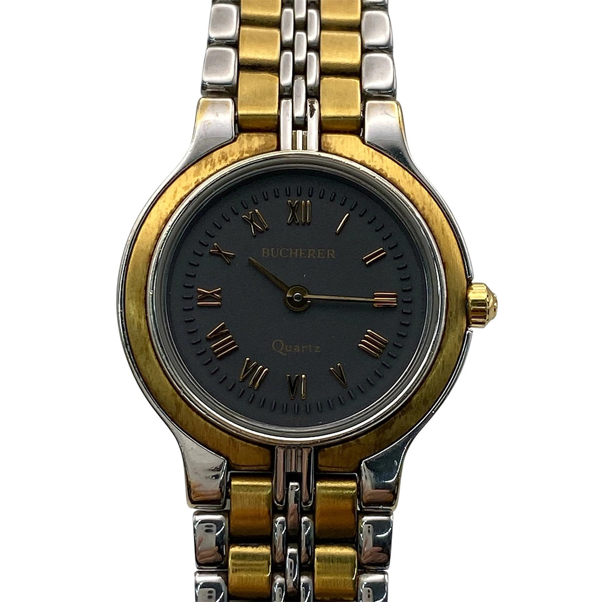 BUCHERER quartz watch stainless steel silver gold ladies used