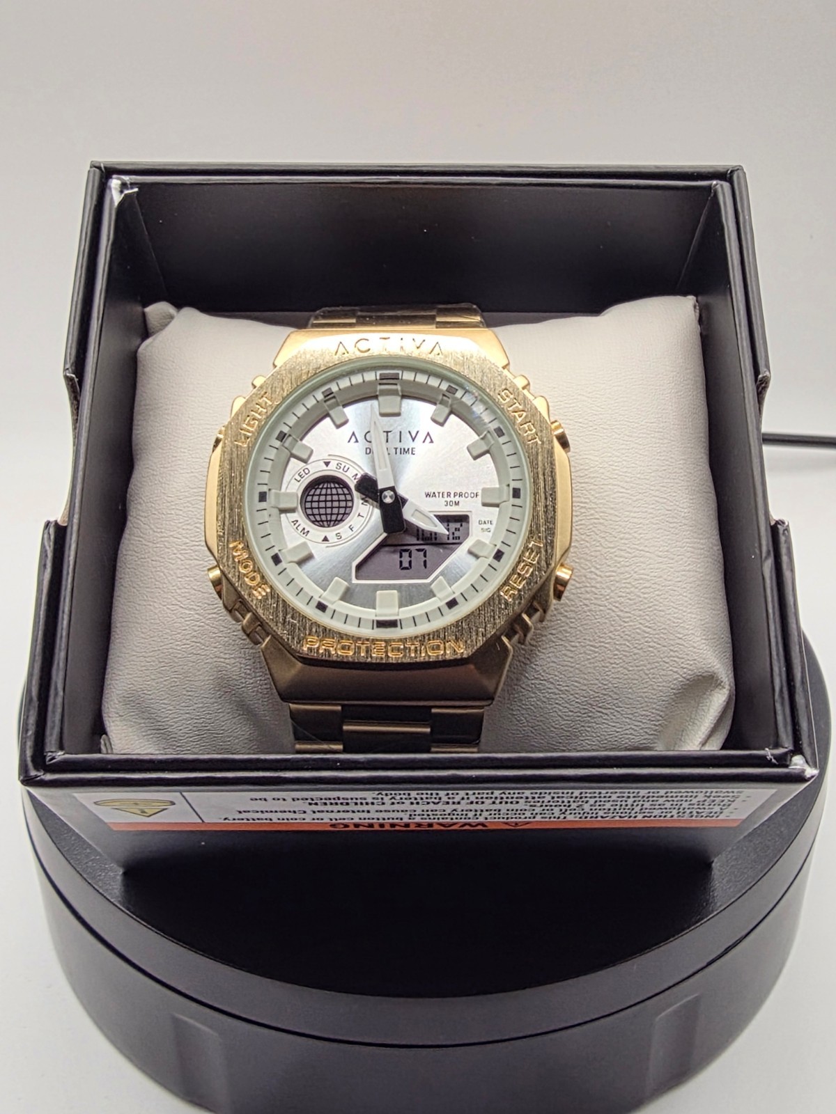 Activa by Invicta ACWM423-008 Analog Digital Unisex Watch 45.5mm Gold Tone NIB