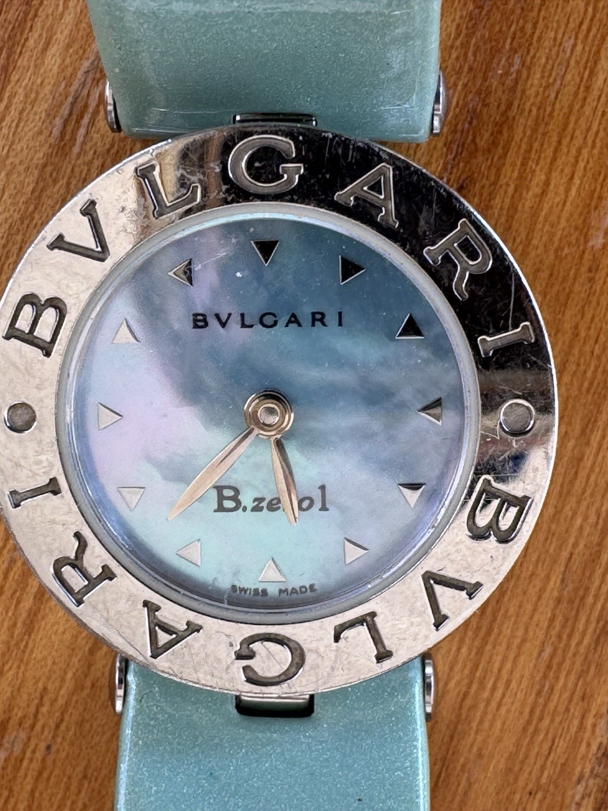 BVLGARI B.zero1 BZ22S 22mm Turquoise/Blue Mother If Pearl Dial Women’s Qz Watch