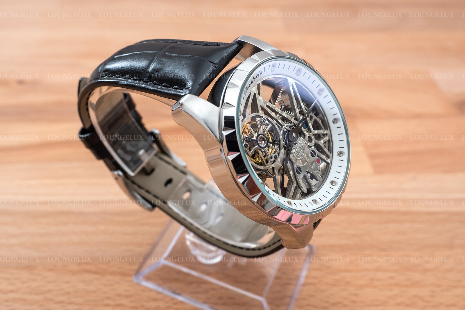 Mens Automatic Mechanical Watch – Silver White Dial Leather DIASTERIA 13868