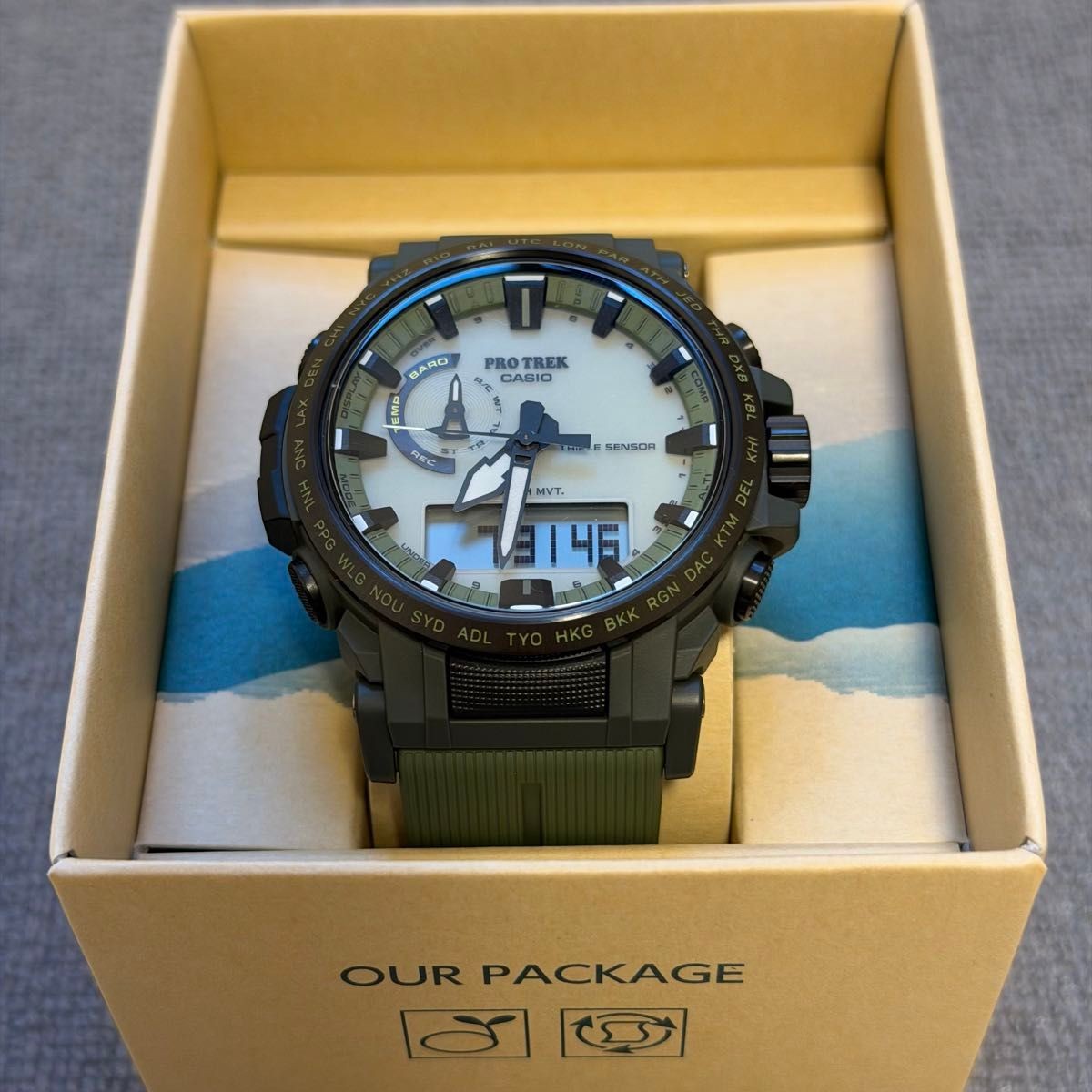 CASIO PRO TREK PRW 61LD 3JF Radio Solar Full Luminous Dial Watch Triple