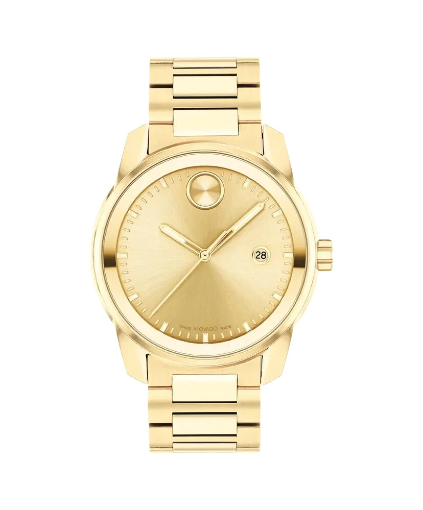 Movado Bold Verso Mens 42mm Gold Tone PVD Stainless Steel Watch 3600861