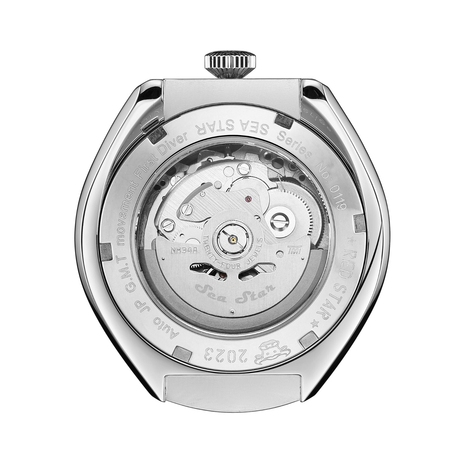 RED STAR BULLHEAD Sea Star GMT Dual Time NH34 Automatic Diver Watch 42mm 100M C3