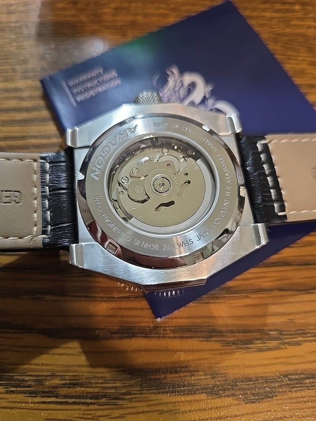 Mint Aragon DF-47 A383WHT Lume Dial NH38A Open Heart Automatic Bonus Bumblebee++