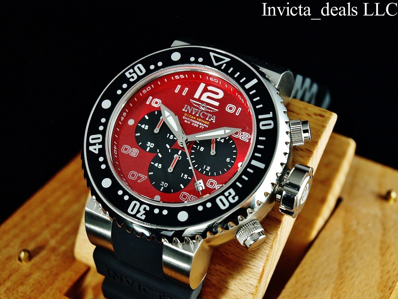 NEW Invicta Men’s 52mm Pro Diver OCEAN VOYAGE Chronograph RED DIAL 300m SS Watch