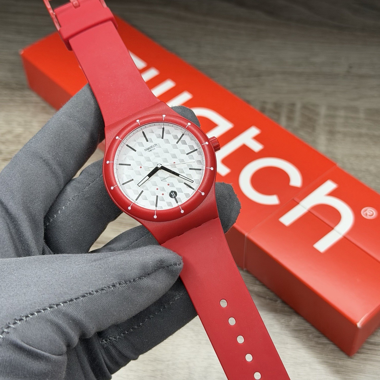 NEW✅AUTOMATIC✅ Swatch SISTEM CORRIDA Red Silicone Men’s Watch SUTR403