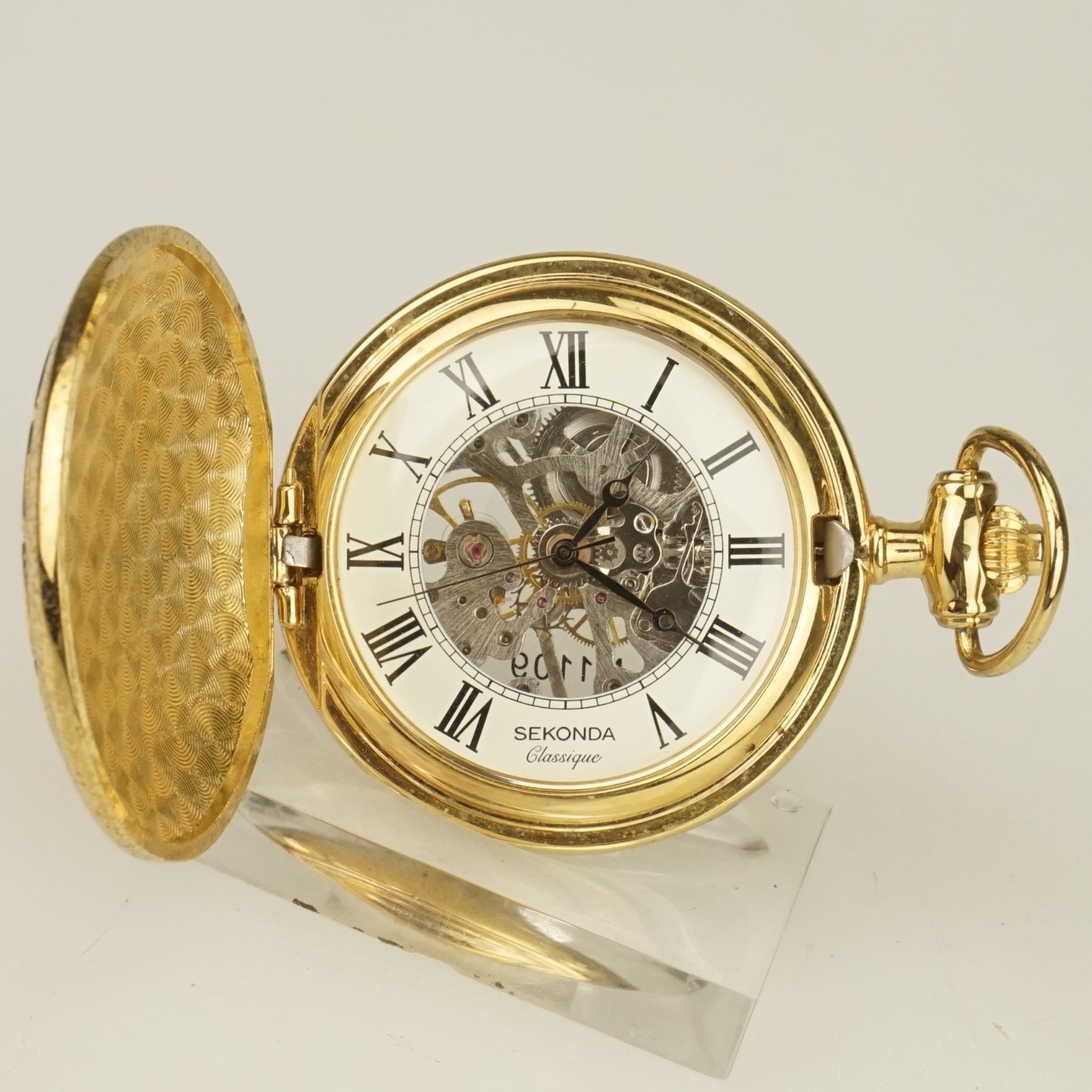 WORKING! Mechanical SKELETON Pocket Watch Men’s no fusee duplex no repeater RAR
