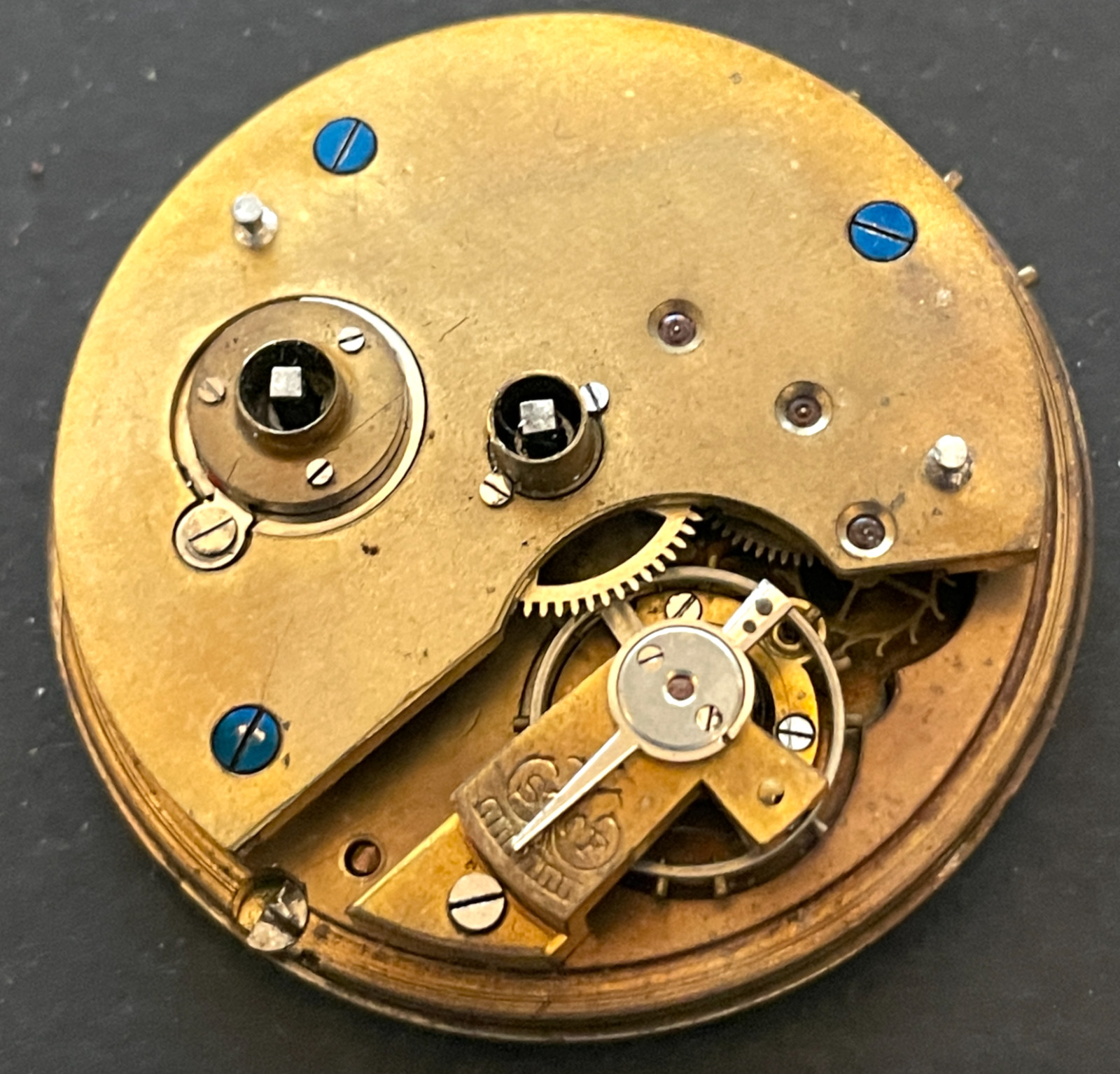 Antique Unsigned 18s Fusee Pocket Watch Movement Parts/Repair 46.5mm