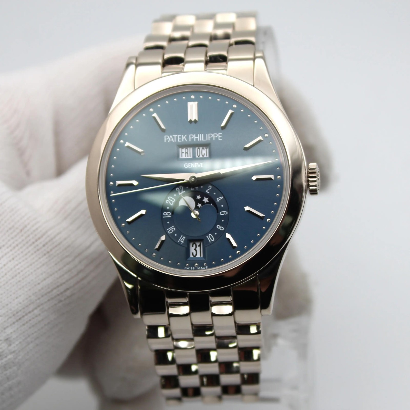 Patek Philippe Day-Date Annual Calendar White Gold Blue Dial Watch 5396/1G-001