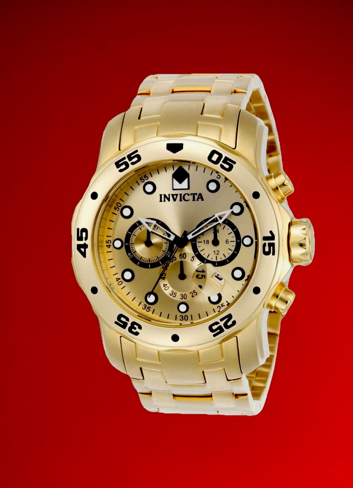 Invicta Pro Diver SCUBA, 9” Wrist, 48mm, New/Box/3yr Wnty, WR 200m, Gold (0074)