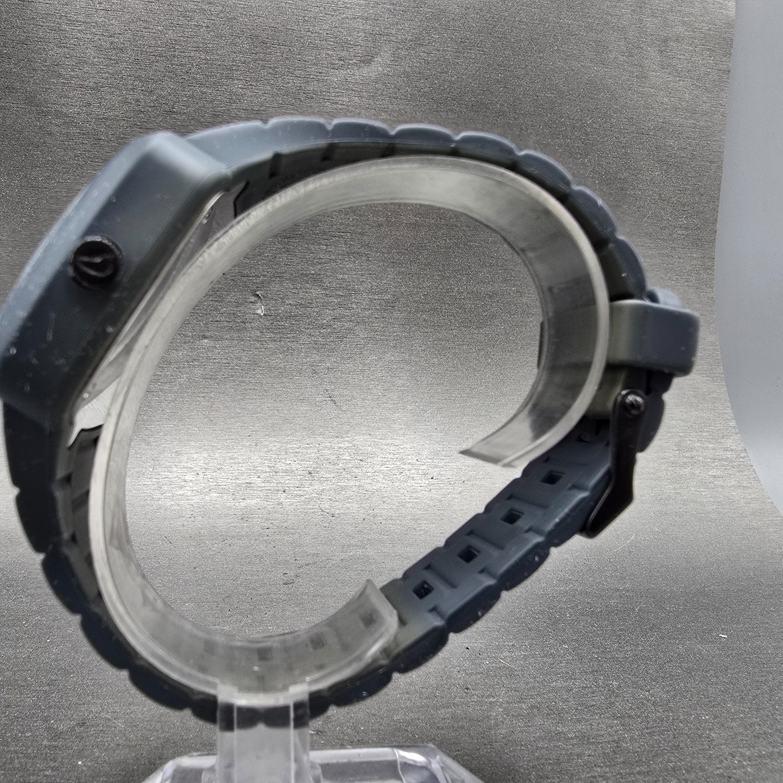 Nixon Rubber Player Watch Men 45mm Gray Dial Gray Tone Rectangle New Battery
