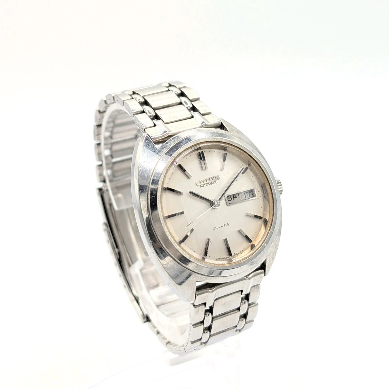 CITIZEN 4-650476 Y Watch Automatic Men’s Round Silver 21 Jewels Y2K 00S Vint