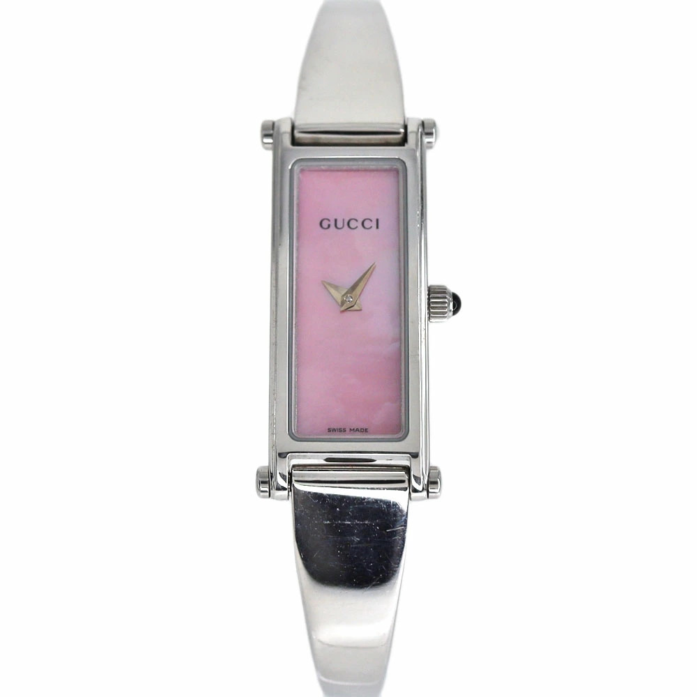GUCCI 1500L Ladies Quartz Watch Stainless Steel Pink Shell Dial