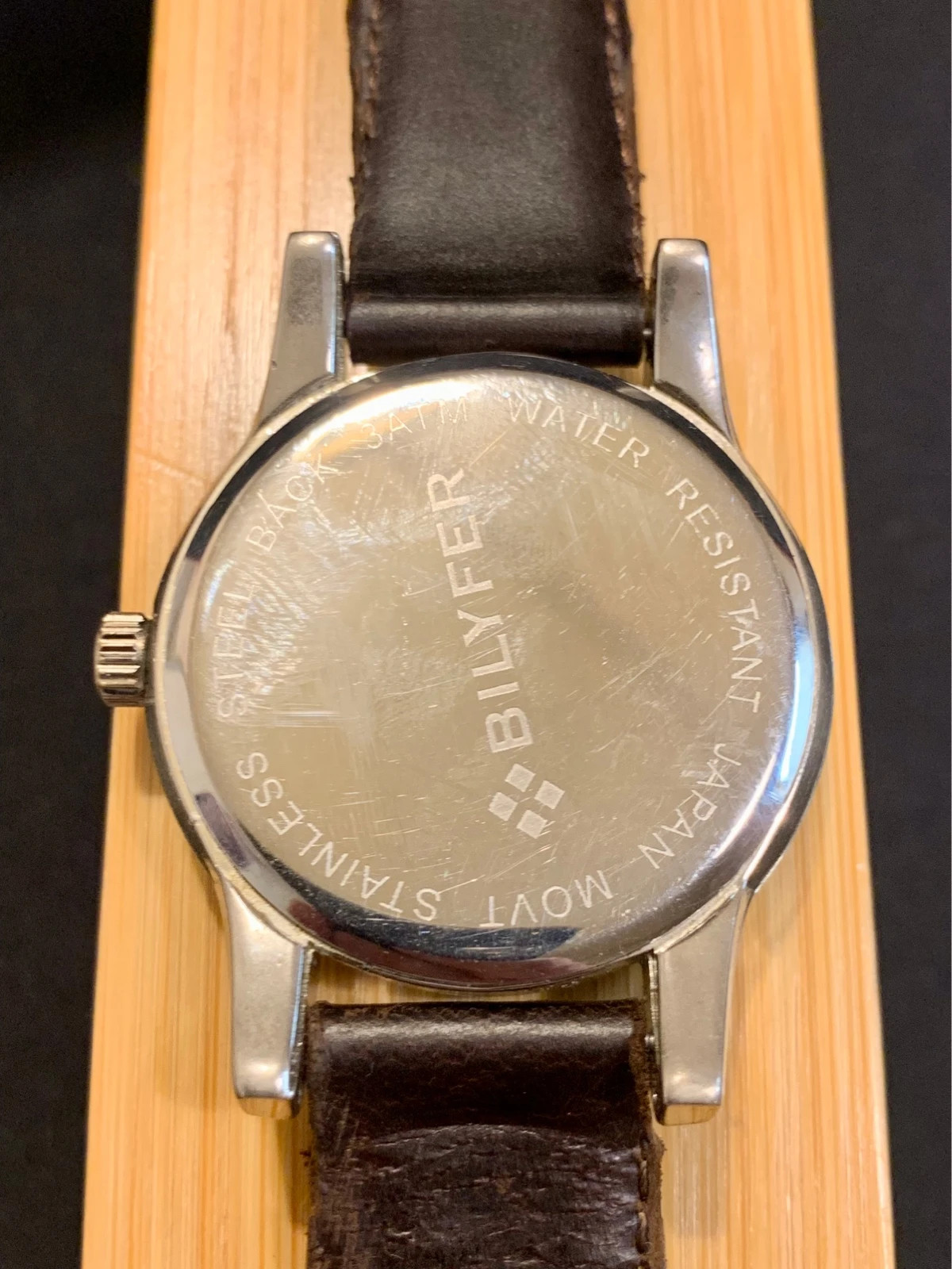 Bilyfer Classic 42mm Watch Silver Dial Brown Leather Strap