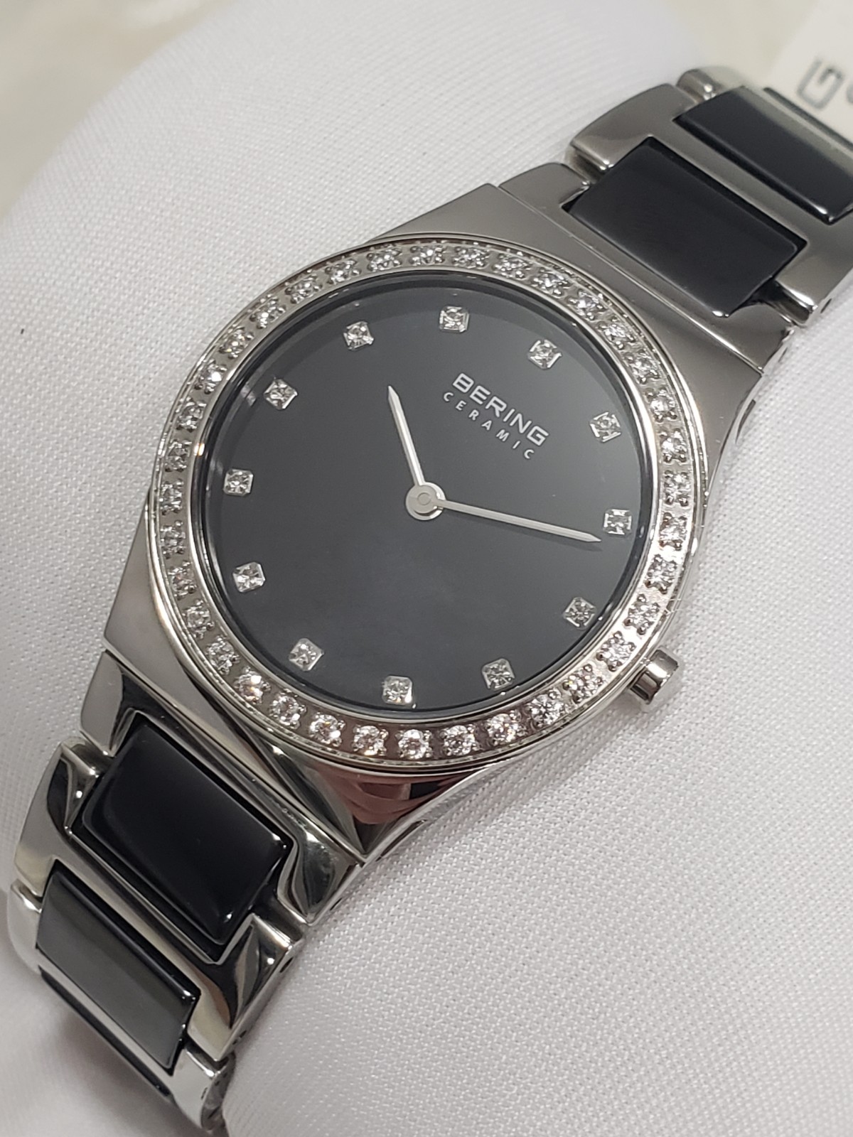 NEVER WORN Bering Black Dial SS Two-Tone Ceramic Quartz Ladies Watch 32430-742
