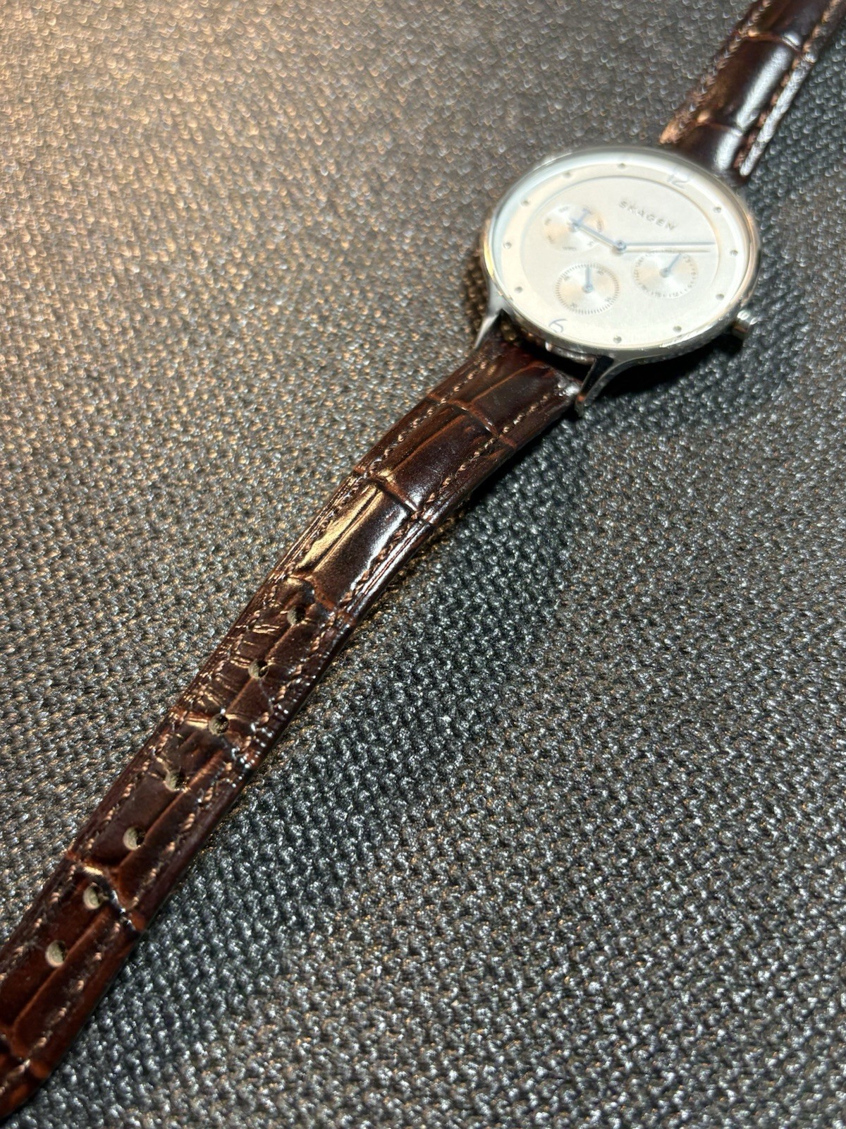 Skagen Denmark Anita Brown Leather Strap Women Watch SKW2449,Day/Date,Stainless
