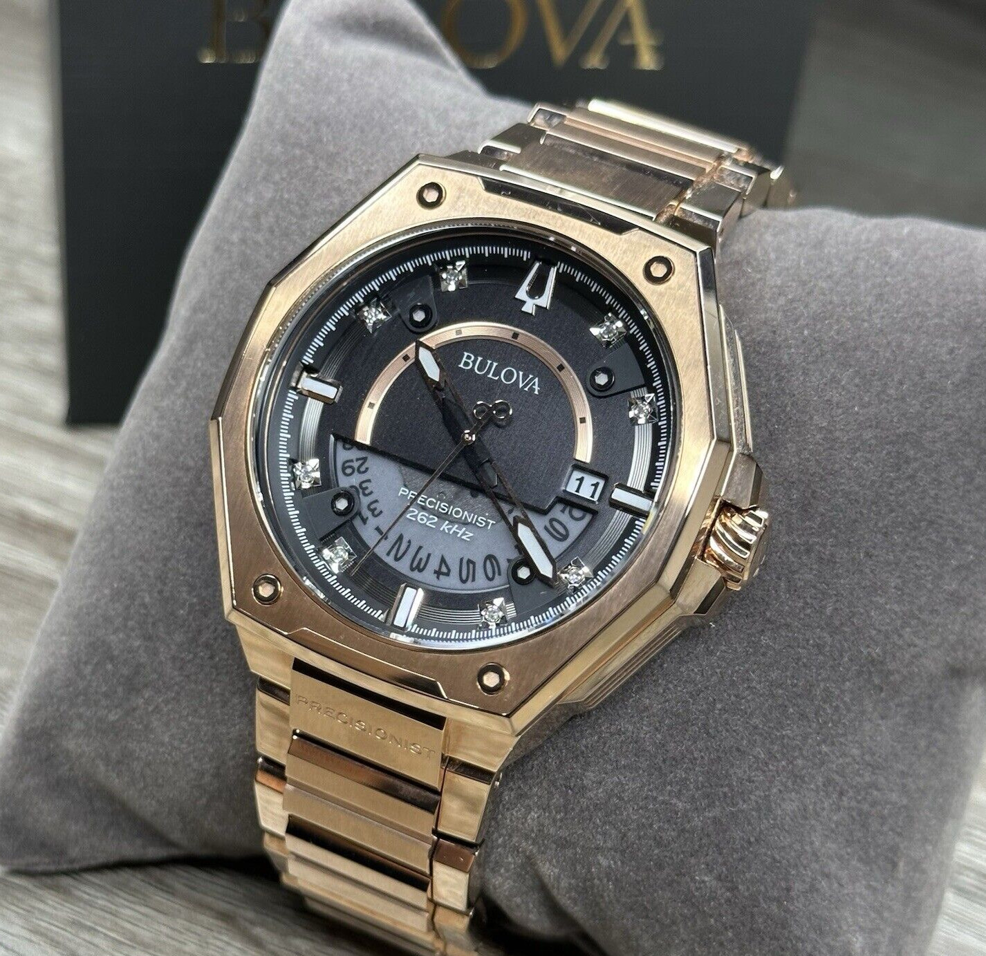 NEW✅262kHz✅Bulova Precisionist X Chronograph Rose Gold Steel Watch 97D129 $995