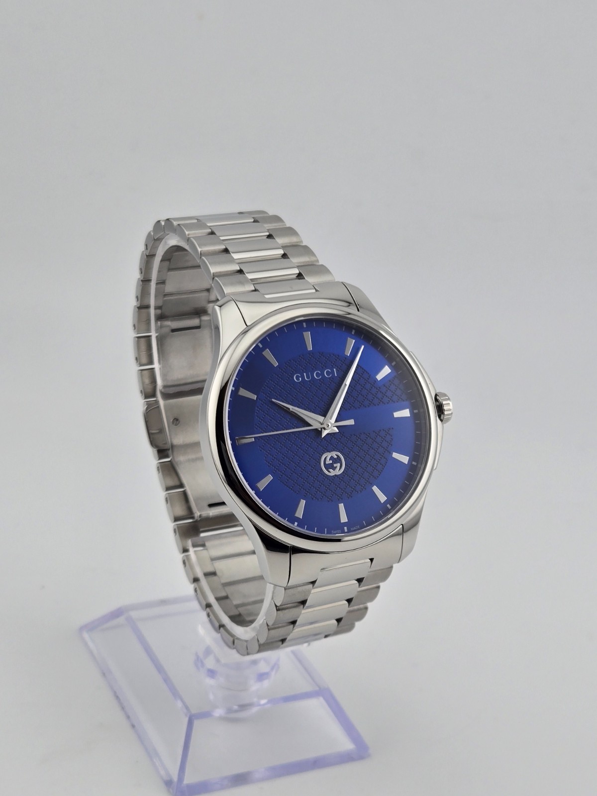 Gucci G-Timeless YA126371 Men’s Stainless Steel Blue Dial Watch ⌚