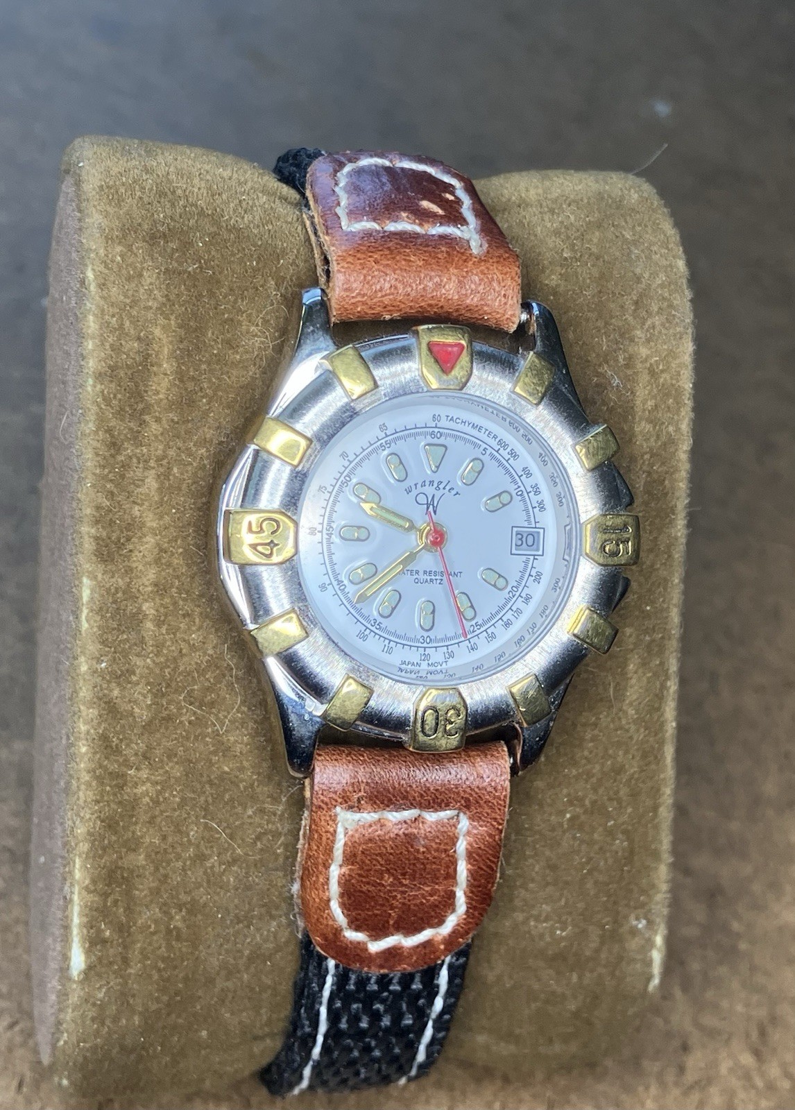 Wrangler Watch Women Silver Gold Stainless St WR Black Nylon Date White Quartz