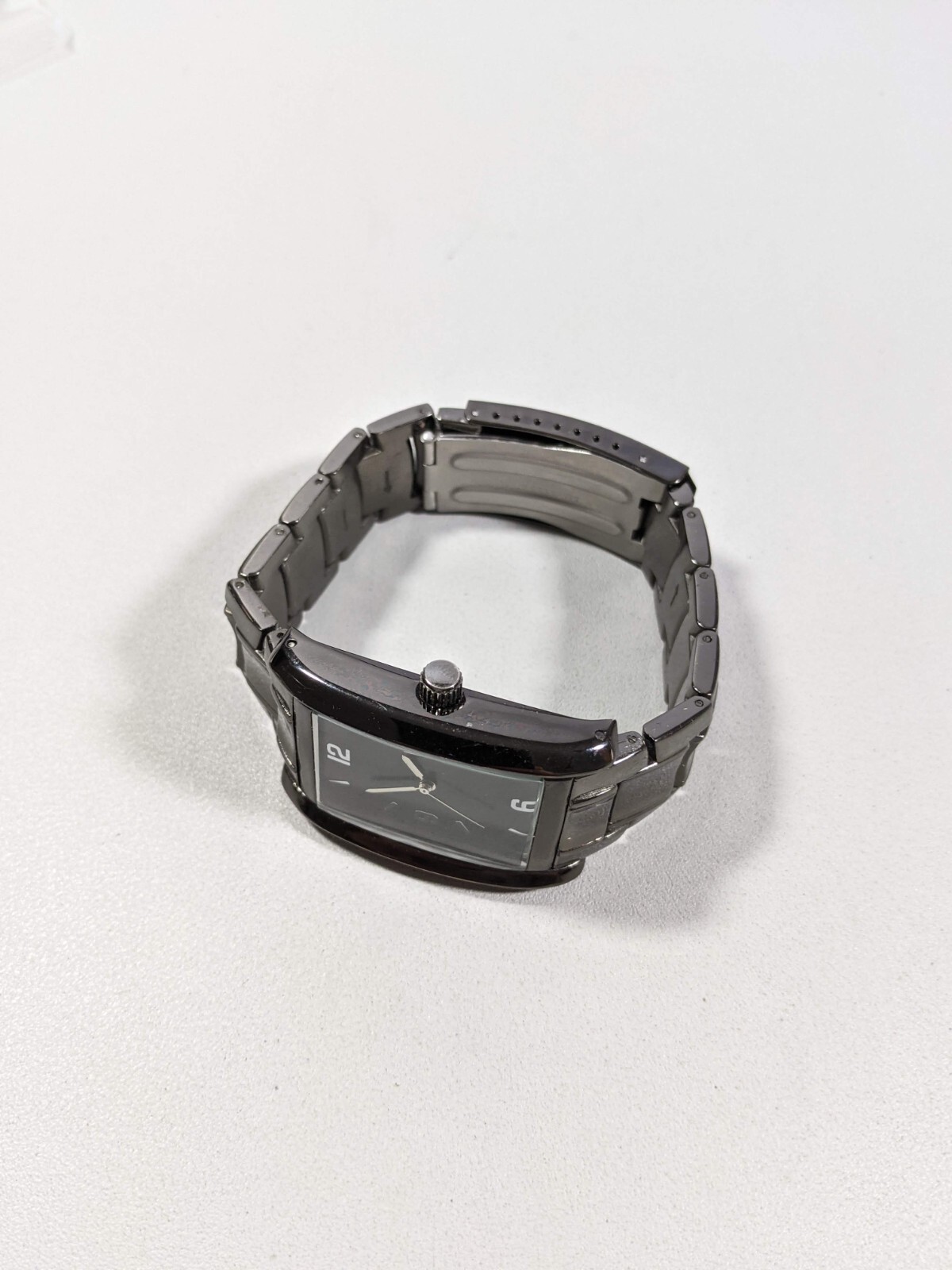 Allude Black Dial Rectangle Case Link Stainless Steel Band Watch 6.75 Inch