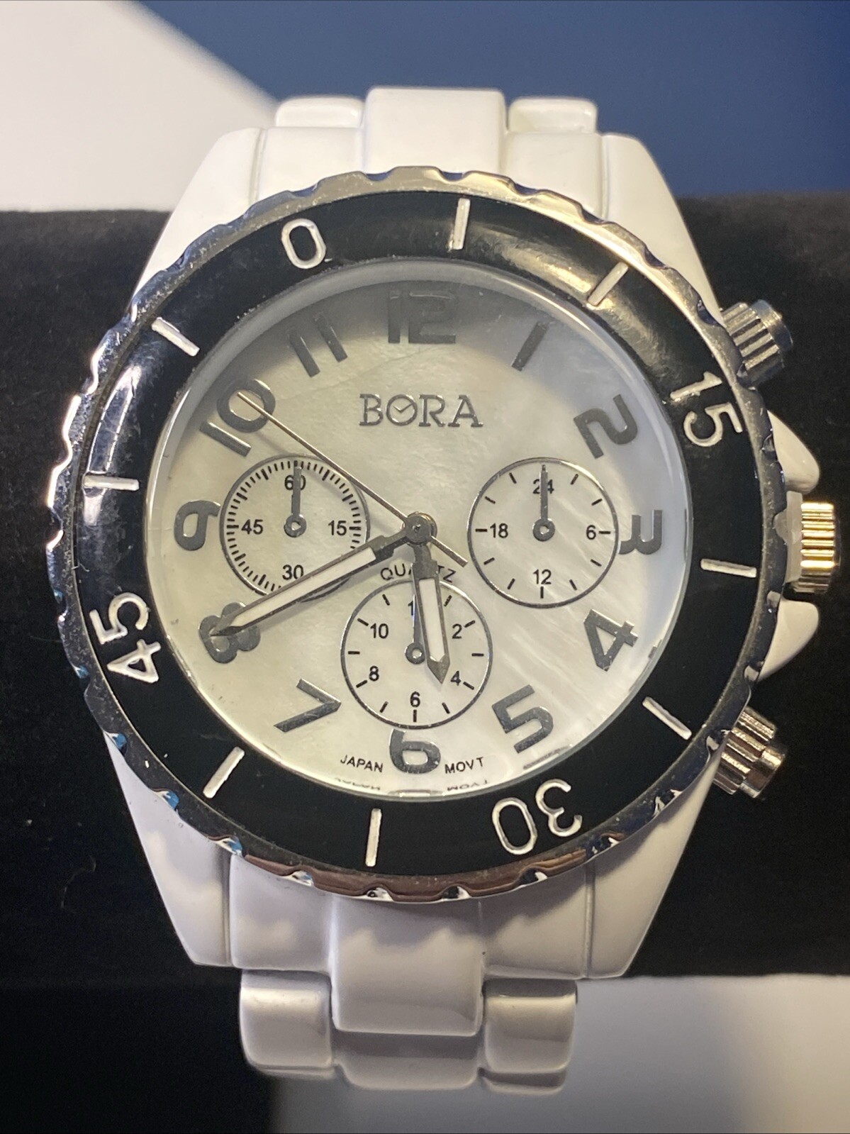 Bora Watch Women’s Quartz Watch All White New Battery Mother Of Pearl Fade